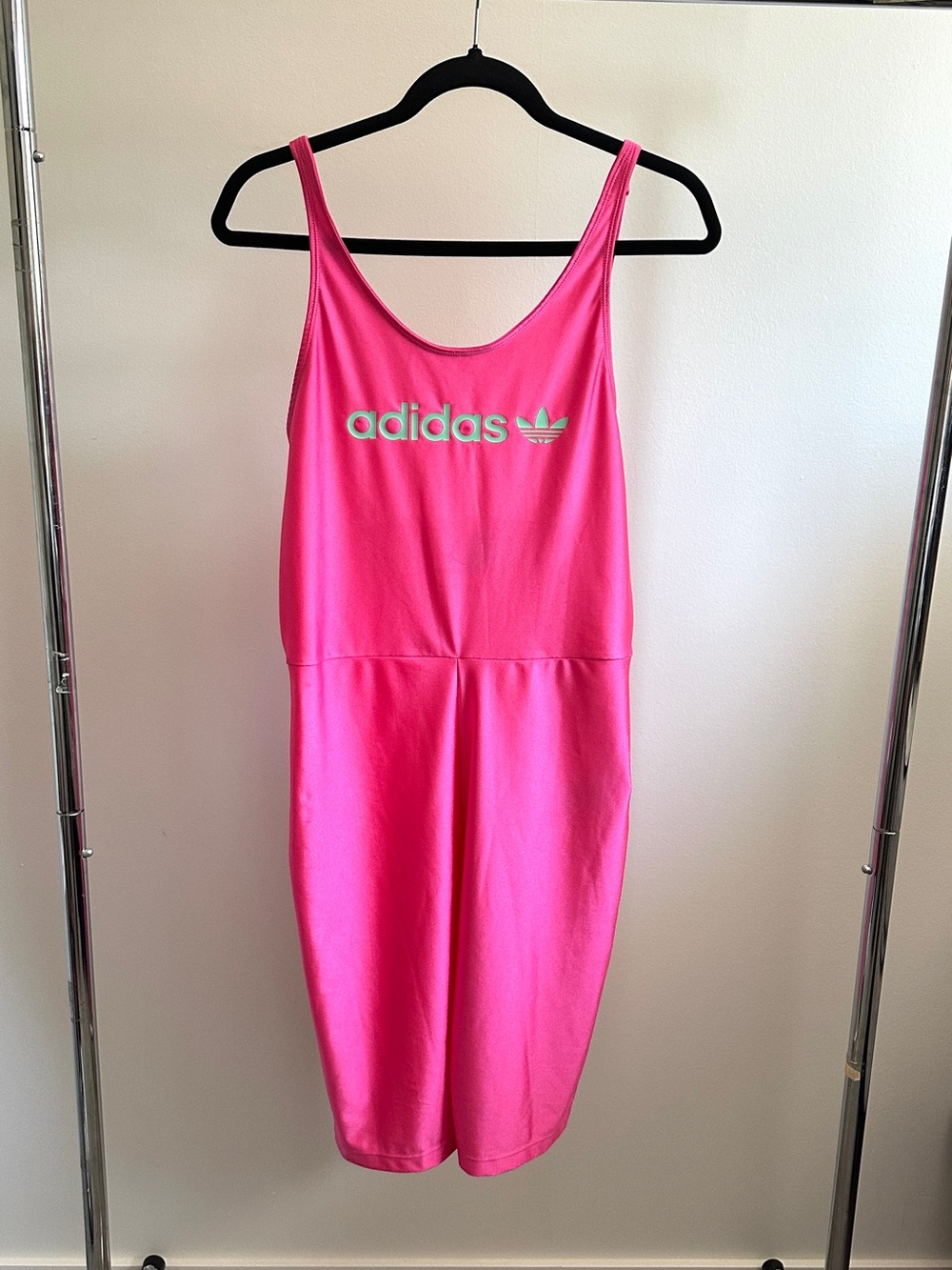 Adidas Originals Trefoil Pink and Mint Romper Bike Short Logo Unitard Sz M EUC - Picture 4 of 10